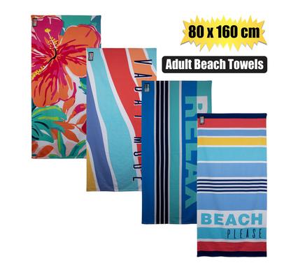 Towel Adult Beach 80X160cm Assorted