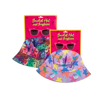 Hat Set Bucket Hat With Sunglasseses Girl