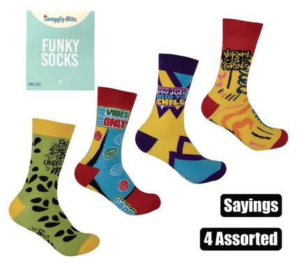 Snuggly Bits Socks Unisex Sayings Assorted