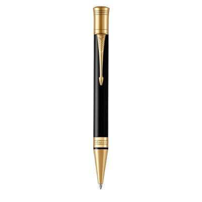 Parker Duofold Ball Pen Medium Nib Black Ink - Lacquer Black Gold Trim