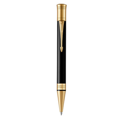 Parker Duofold Ball Pen Medium Nib Black Ink - Lacquer Black Gold Trim