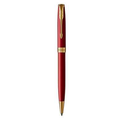Parker Sonnet Ball Pen Medium NIb Black Ink - Red Gold Trim