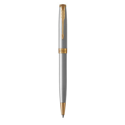 Parker Sonnet Ball Pen Medium NIb Black Ink - Stainless Steel Gold Trim
