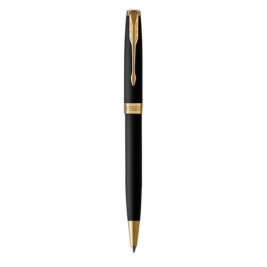 Parker Sonnet Ball Pen Medium NIb Black Ink - Matte Black Gold Trim