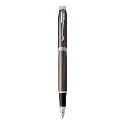 Parker IM Fountain Pen Medium Nib Blue Ink - Dark Espresso Chrome TrIm