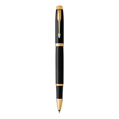 Parker IM Roller Ball Fine Nib Black Ink - Black Lacquer Gold TrIm