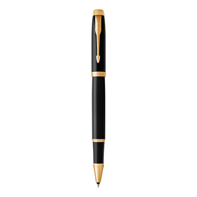 Parker IM Roller Ball Fine Nib Black Ink - Black Lacquer Gold TrIm