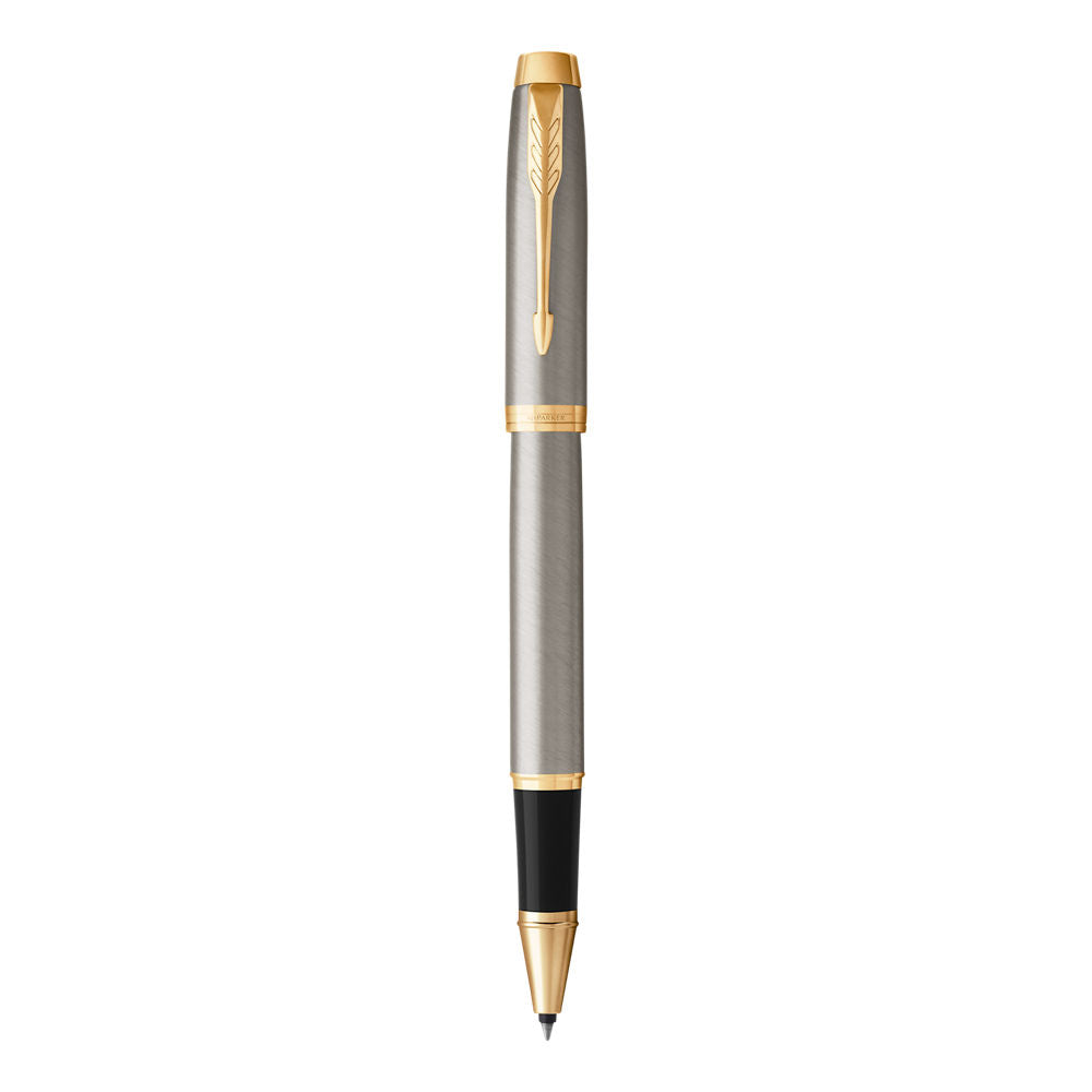 Parker IM Roller Ball Fine Nib Black Ink - Brushed Metal Gold TrIm