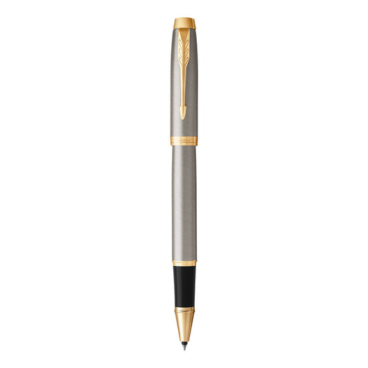 Parker IM Roller Ball Fine Nib Black Ink - Brushed Metal Gold TrIm