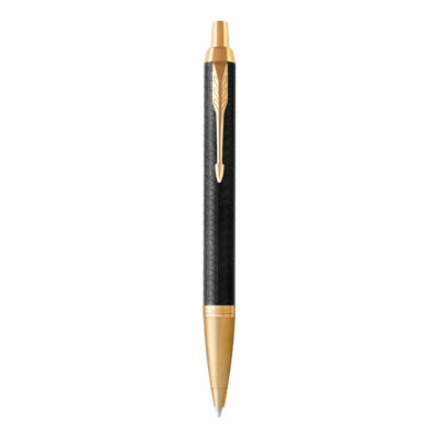 Parker IM Premium Ball Pen Medium Nib Blue Ink - Black Gold Trim