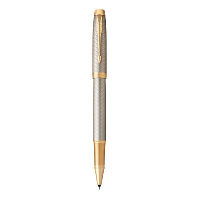 Parker IM Premium Roller Ball Fine Nib Black Ink - Warm Silver Gold Trim