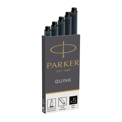 Parker Fountain Pen Ink Cartridge Carded 5s Each - Black
