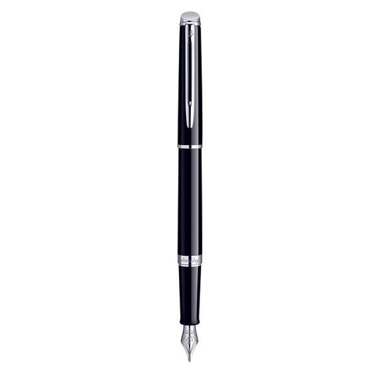 Waterman Hemisphere Fountain Pen Medium Nib Blue Ink - Mars Black Chrome Trim