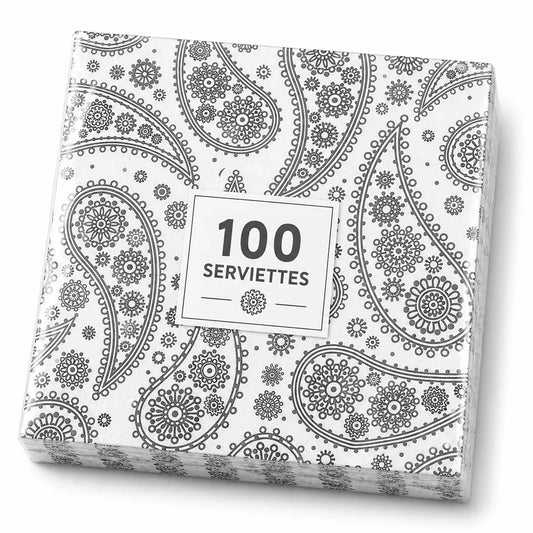 Silver Paisley Serviettes