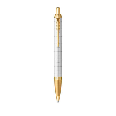 Parker IM Premium Ball Pen Medium Nib Blue Ink - Pearl Gold Trim