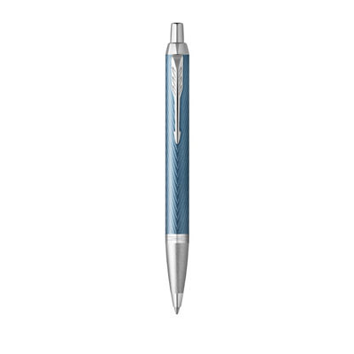 Parker IM Premium Ball Pen Medium Nib Blue Ink - Blue Grey Gold Trim