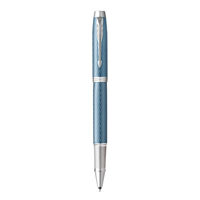 Parker IM Premium Roller Ball Fine Nib Black Ink - Blue Grey Gold Trim
