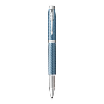 Parker IM Premium Roller Ball Fine Nib Black Ink - Blue Grey Gold Trim