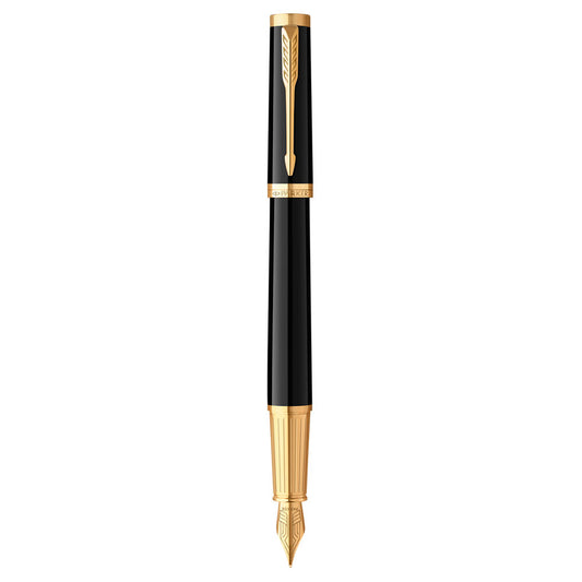 Parker Ingenuity Fountain Pen Medium Nib Black Ink - Black Gold Trim