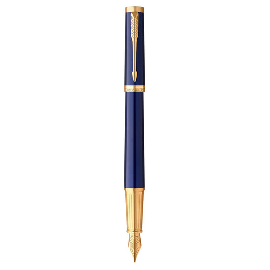 Parker Ingenuity Fountain Pen Medium Nib Black Ink - Blue Gold Trim Trim