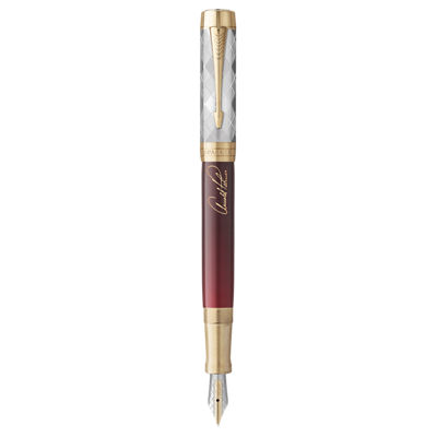 Parker Duofold Fountain Pen Medium Nib Blue Ink - LE Arnold Palmer Gold Trim