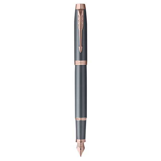 Parker IM FinishingTouch Fountain Pen Medium Nib Blue Ink -Slate