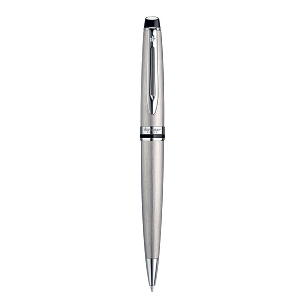 Waterman Expert Ball Pen Medium Nib Blue Ink - Stainless Steel Chrome Trim
