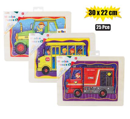Puzzle Wood Tray Assorted 30X22cm 25 Piece