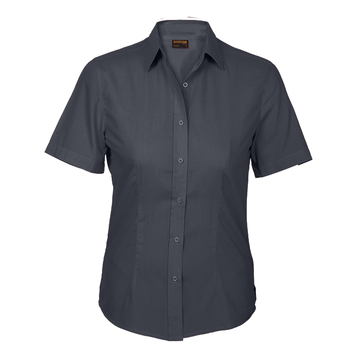 Basic Poly Cotton Blouse Short Sleeve Ladies | Barron Clothing