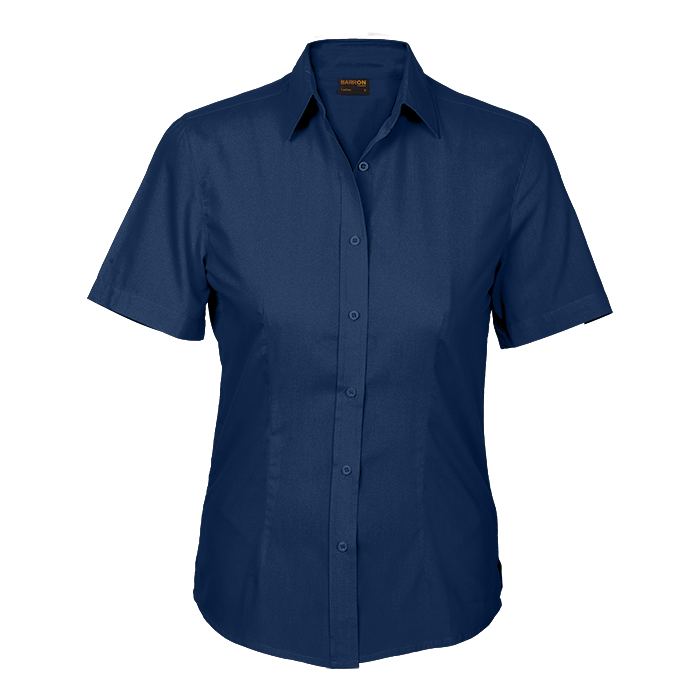 Basic Poly Cotton Blouse Short Sleeve Ladies | Barron Clothing