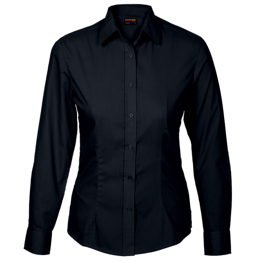 Basic Poly Cotton Blouse Long Sleeve Ladies | Barron Clothing