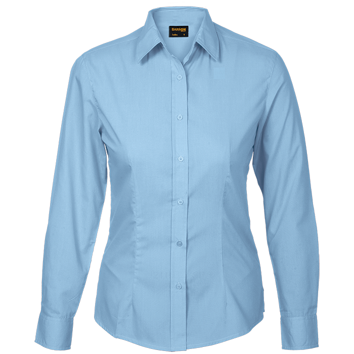 Basic Poly Cotton Blouse Long Sleeve Ladies | Barron Clothing