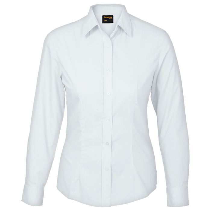 Basic Poly Cotton Blouse Long Sleeve Ladies | Barron Clothing