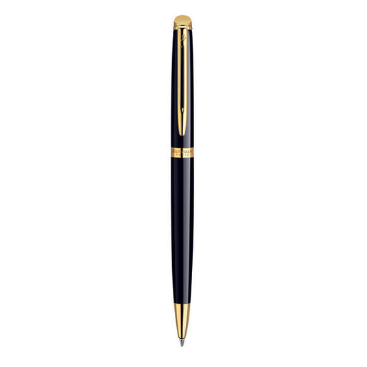 Waterman Hemisphere Ball Pen Medium Nib Blue Ink - Mars Black Gold Trim