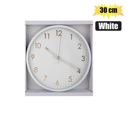 Clock Wall Pl Round 30cm White