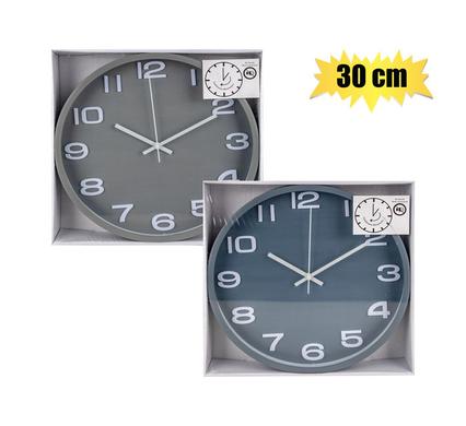 Clock Wall Pl Silent Assorted, 30cm