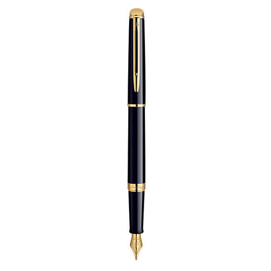 Waterman Hemisphere Fountain Pen Medium Nib Blue Ink - Mars Black Gold Trim