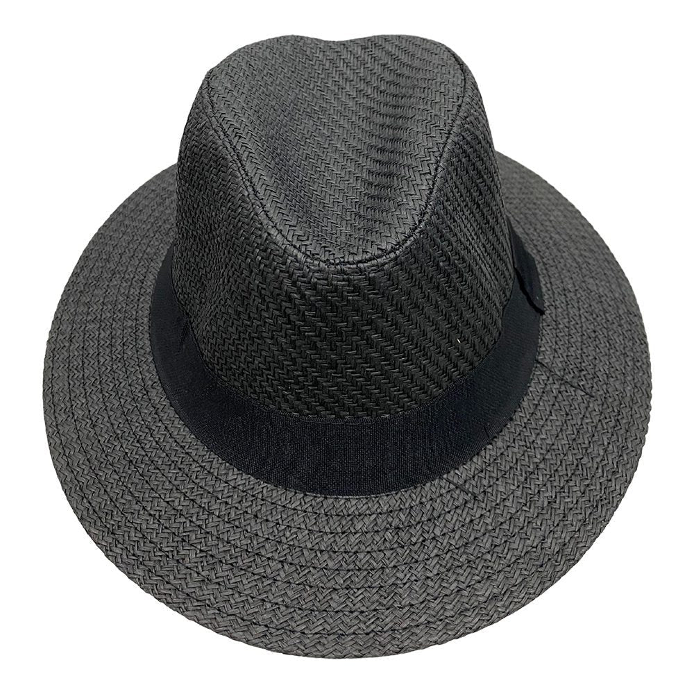 Small Panama Hat | Grey with Black ribbon