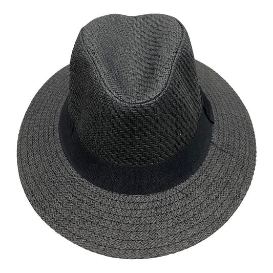 Small Panama Hat | Grey with Black ribbon