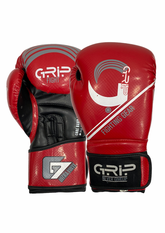 Grip Boxing Gloves | G7 Supreme Synthetic Vinyl | Red