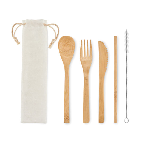 Bamboo Cutlery Set | Custom Branded & Personalised Executive Corporate Gift | Just Brand