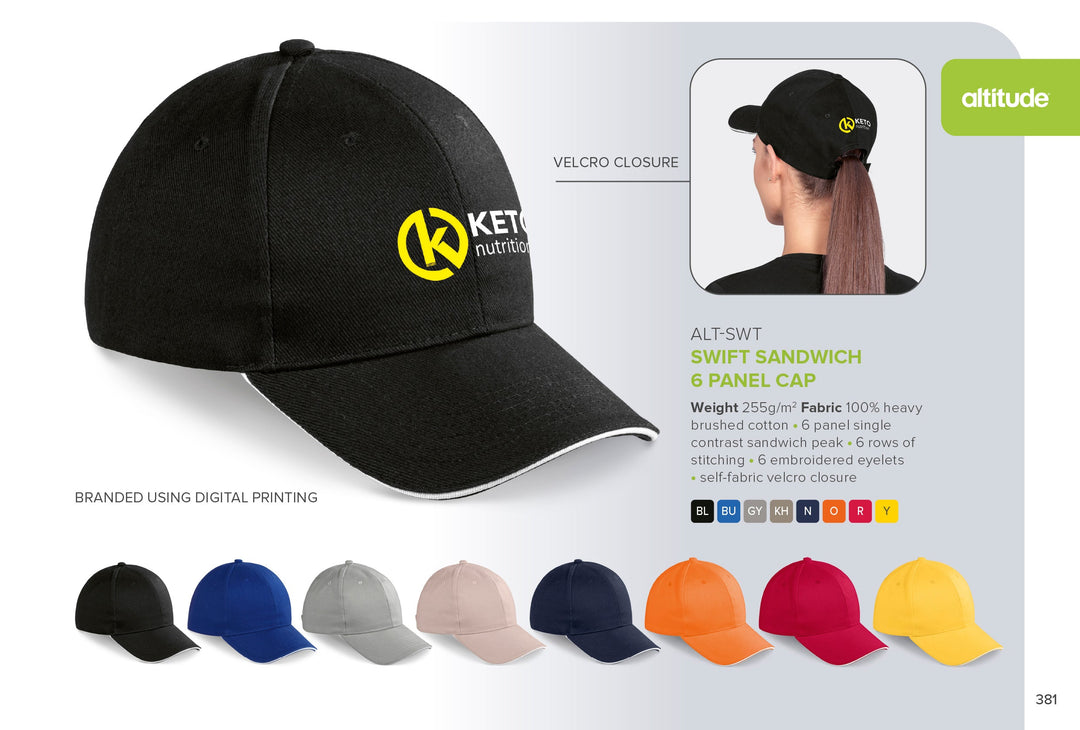 Swift Sandwich Cap - 6 Panel | Custom Branded | Just Brand