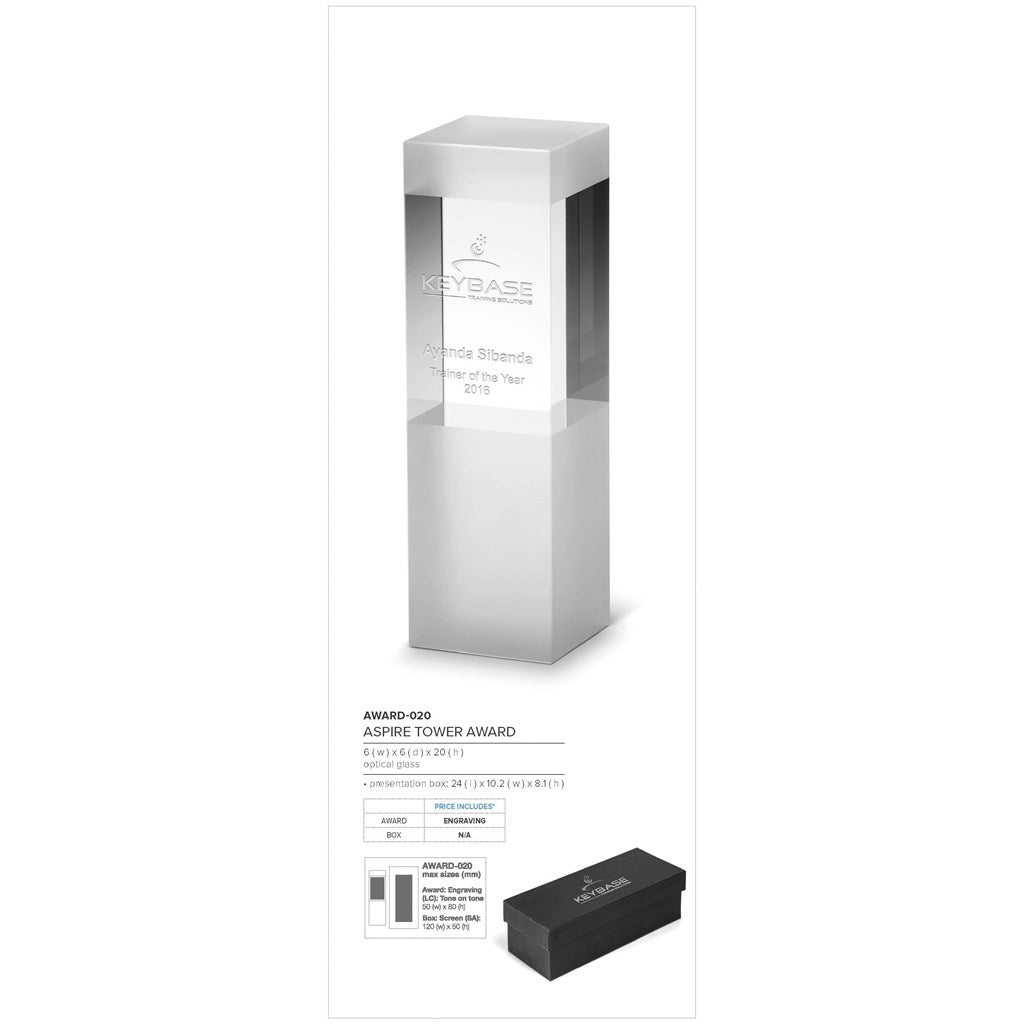 Aspire Tower Award-Awards and Trophies-corporate gift ideas for employees-branded corporate gifts | corporate gifts south africa | Just Brand