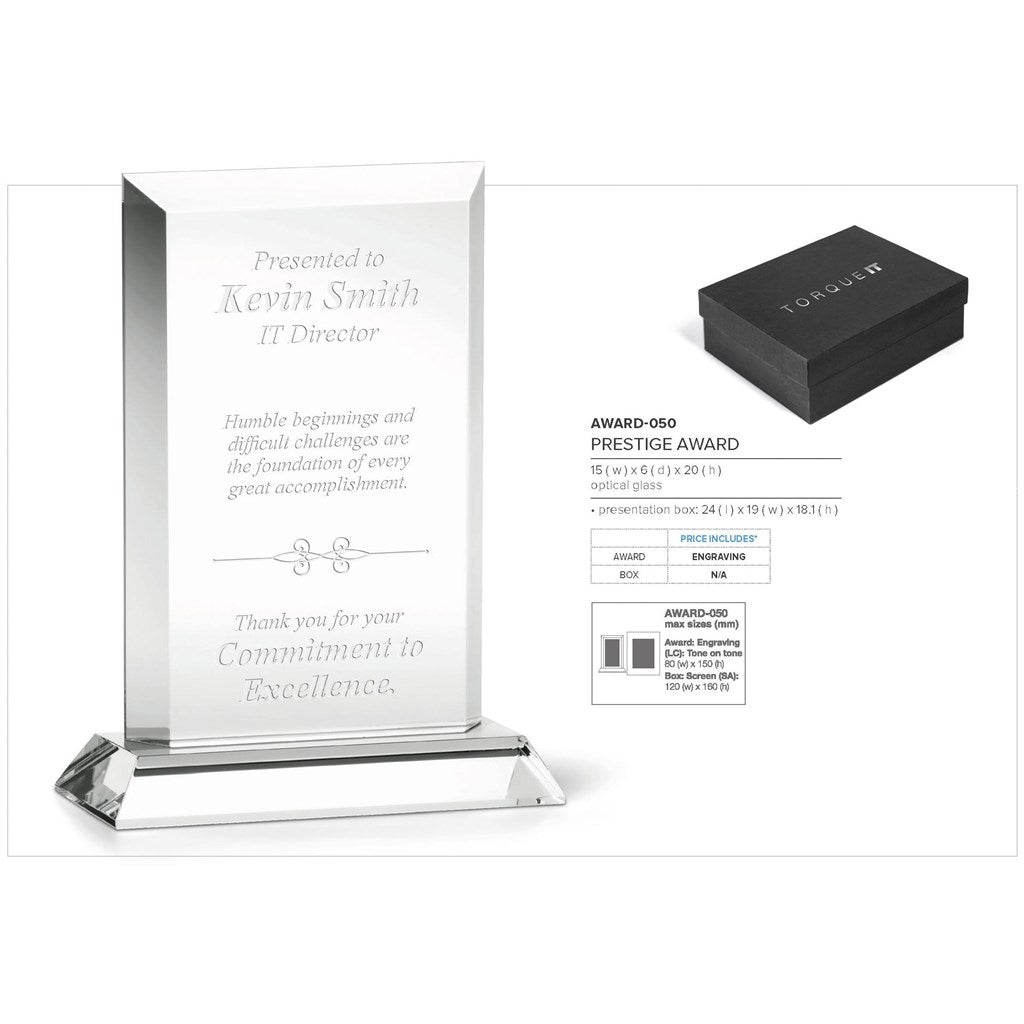 Prestige Award | Awards and Medals | Custom branded & personalised corporate gifts | Gift Wrap Shop