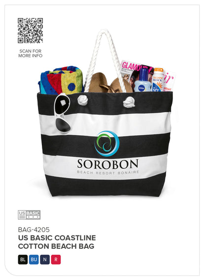 US Basic Coastline Cotton Beach Bag-Shoppers and Totes | Custom-branded & Personalised Bags | Giftwrap Shop