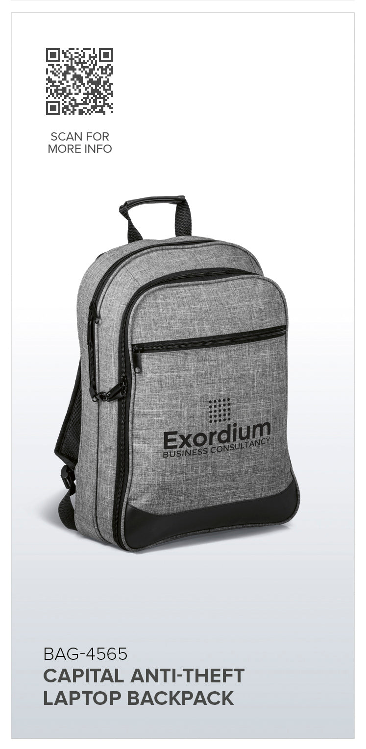 Capital Anti-Theft Laptop Backpack | Laptop Backpacks | Custom-branded & Personalised Backpacks | Giftwrap Shop