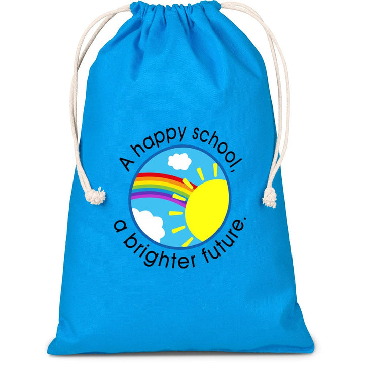 Allsorts Maxi Cotton Drawstring Pouch - Cyan | Custom Branded & Personalised Bags | Just Brand