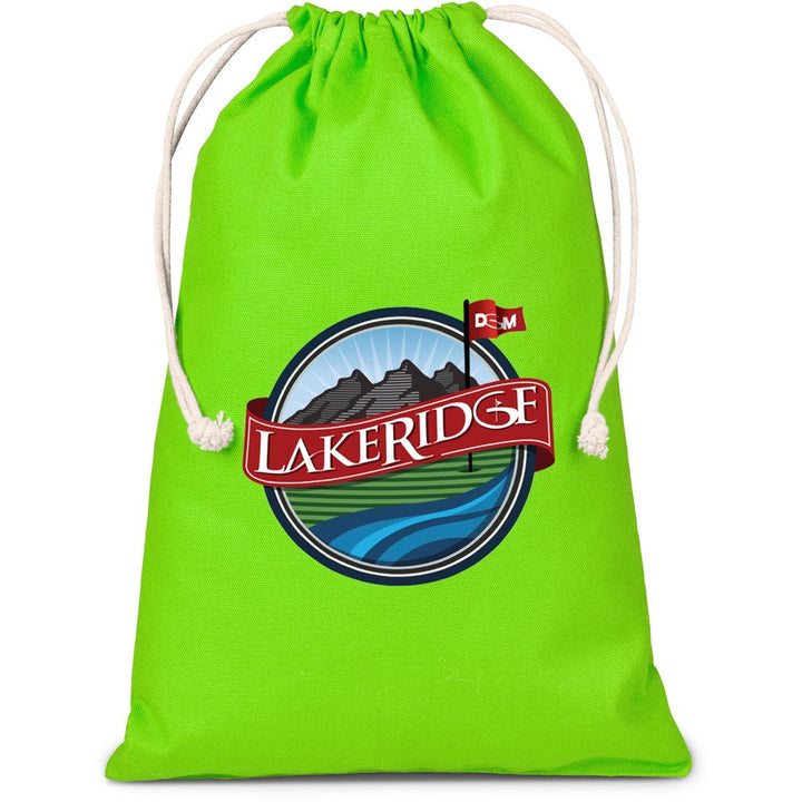 Allsorts Maxi Cotton Drawstring Pouch - Lime | Custom Branded & Personalised Bags | Just Brand