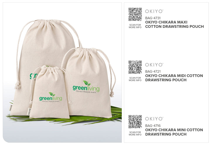 Okiyo Chikara Maxi Cotton Drawstring Pouch | Custom Branded & Personalised  Bags | Just Brand