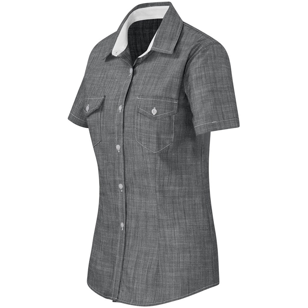 Ladies Short Sleeve Windsor Shirt - Grey | Lounge Shirts | Corporate clothing | Gift Wrap Shop